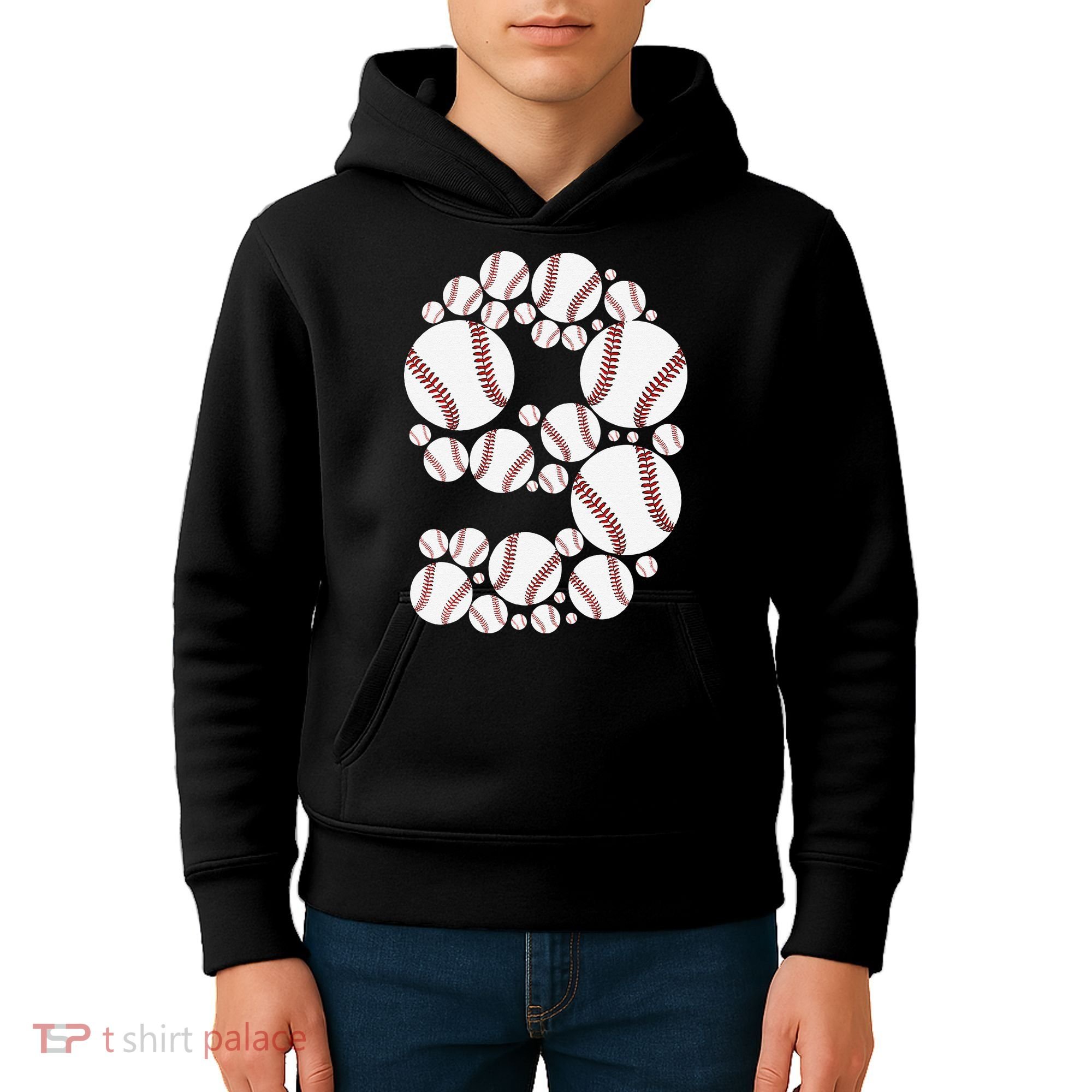 Graphic 9Th Birthday Baseball 9 Years Kids Hoodie