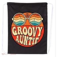 Groovy Auntie 70s Aesthetic Nostalgia 1970s Retro Aunt Drawstring Bag thumb 0