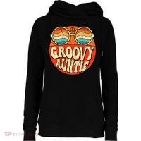 Groovy Auntie 70s Aesthetic Nostalgia 1970s Retro Aunt Womens Funnel Neck Pullover Hood thumb 0