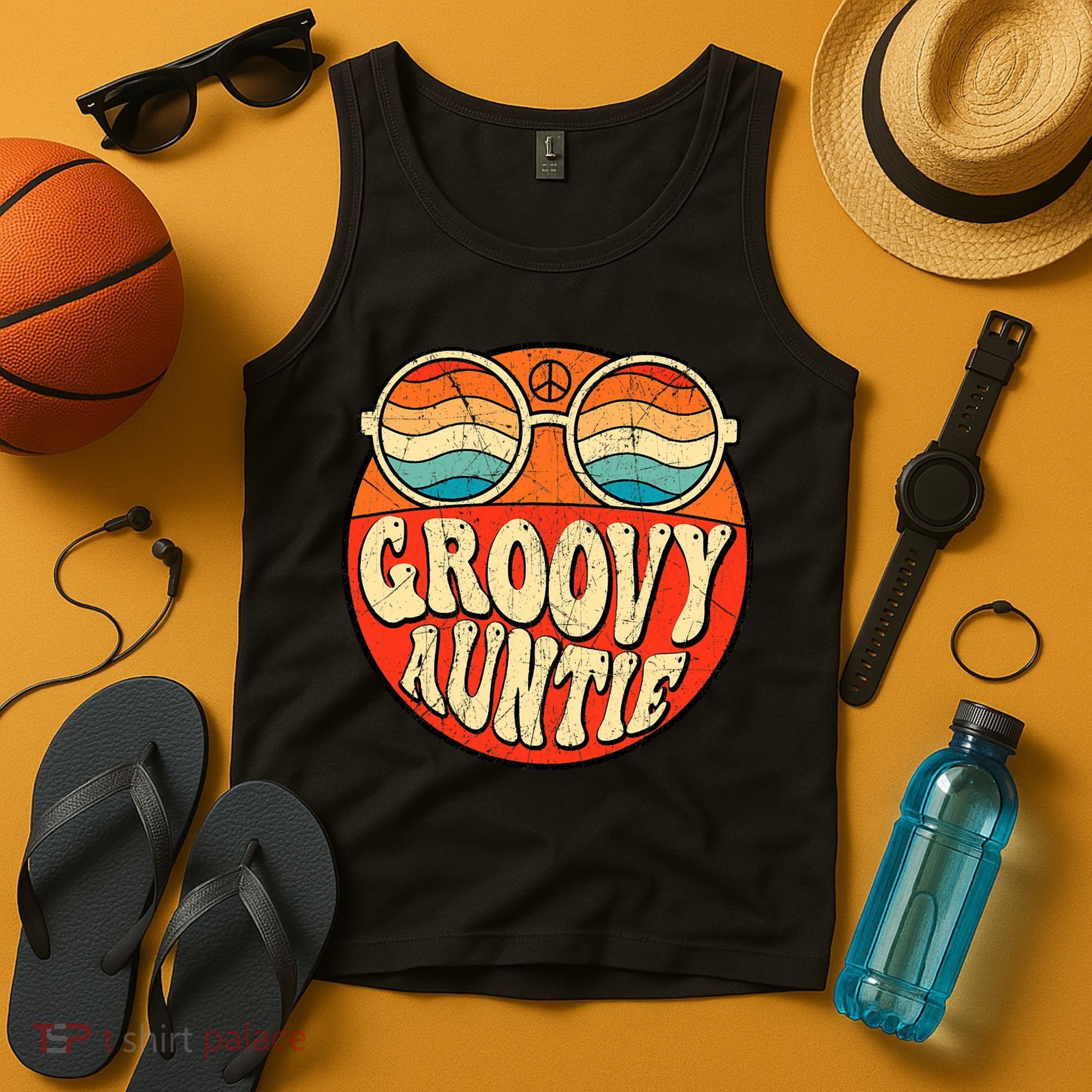 Groovy Auntie 70s Aesthetic Nostalgia 1970s Retro Aunt Tank Top