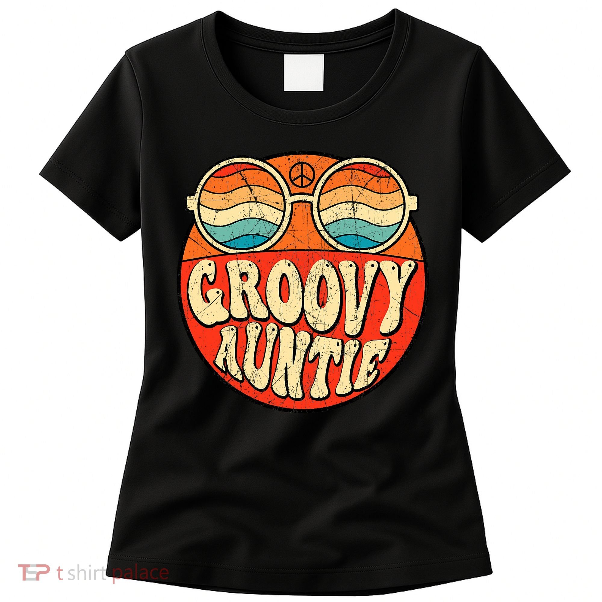 Groovy Auntie 70s Aesthetic Nostalgia 1970s Retro Aunt Women's T-Shirt