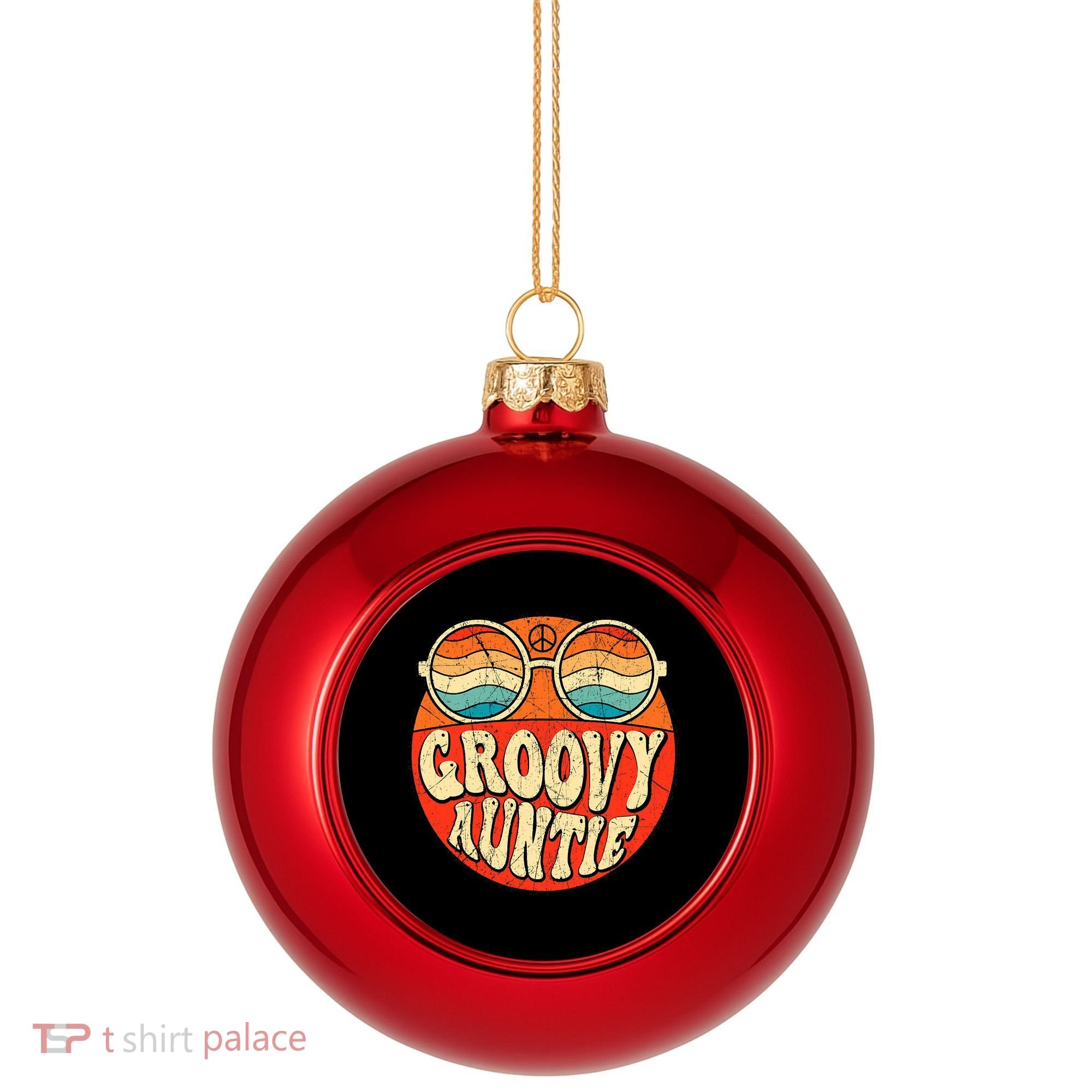 Groovy Auntie 70s Aesthetic Nostalgia 1970s Retro Aunt Plastic Christmas Ball Ornament