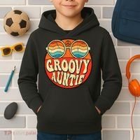 Groovy Auntie 70s Aesthetic Nostalgia 1970s Retro Aunt Kids Hoodie thumb 2