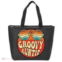 Groovy Auntie 70s Aesthetic Nostalgia 1970s Retro Aunt Tote Bag thumb 0