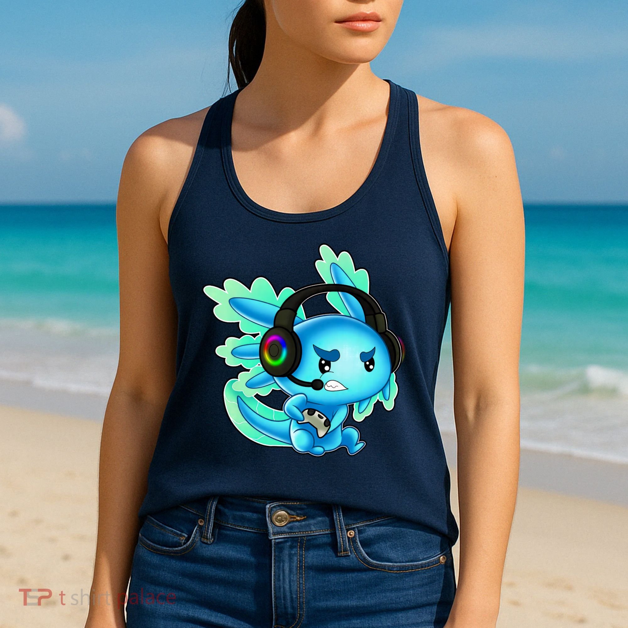 Gaming Axolotl Ambystoma Mexicanum Mexican Walking Fish Women's Tank Top