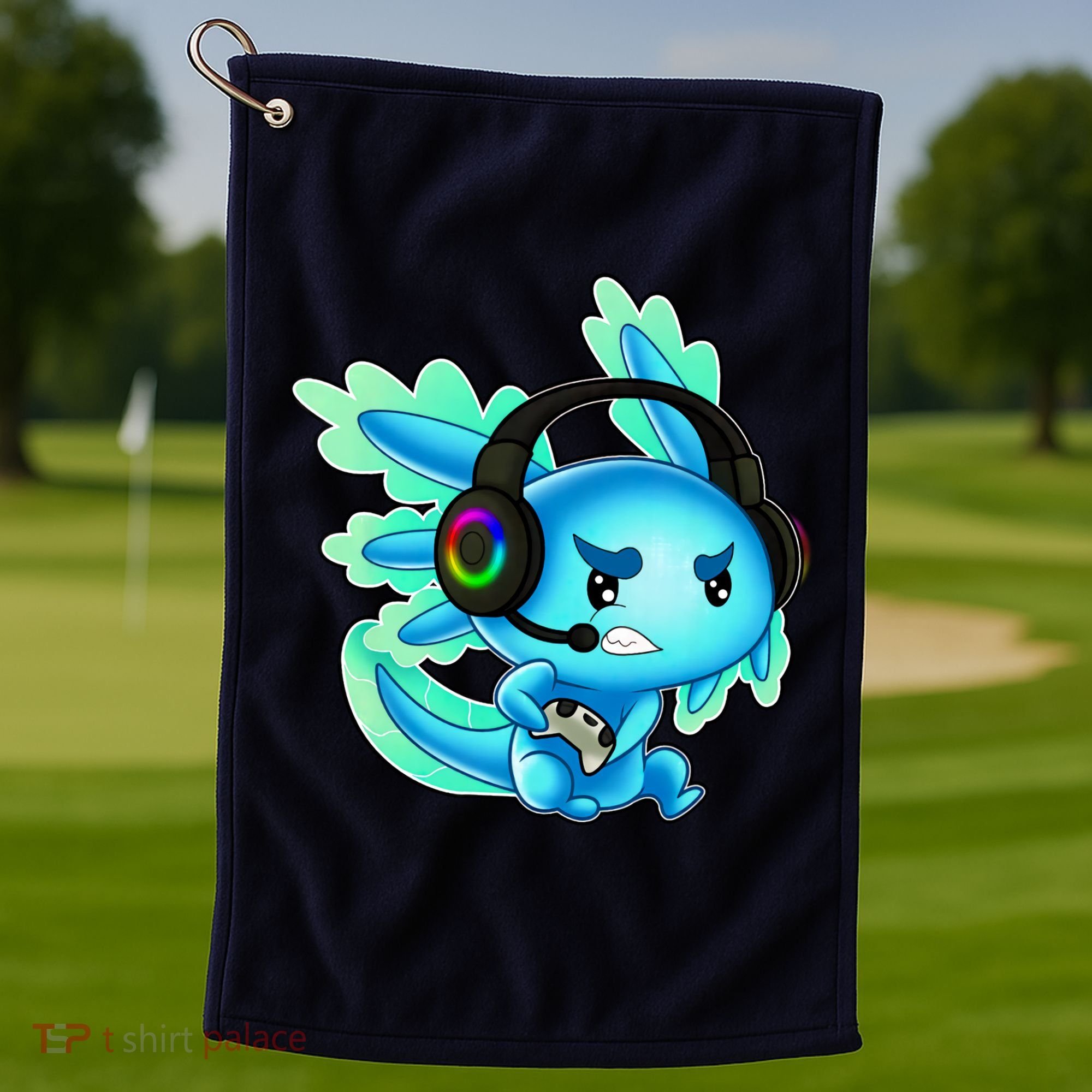 Gaming Axolotl Ambystoma Mexicanum Mexican Walking Fish Golf Towel