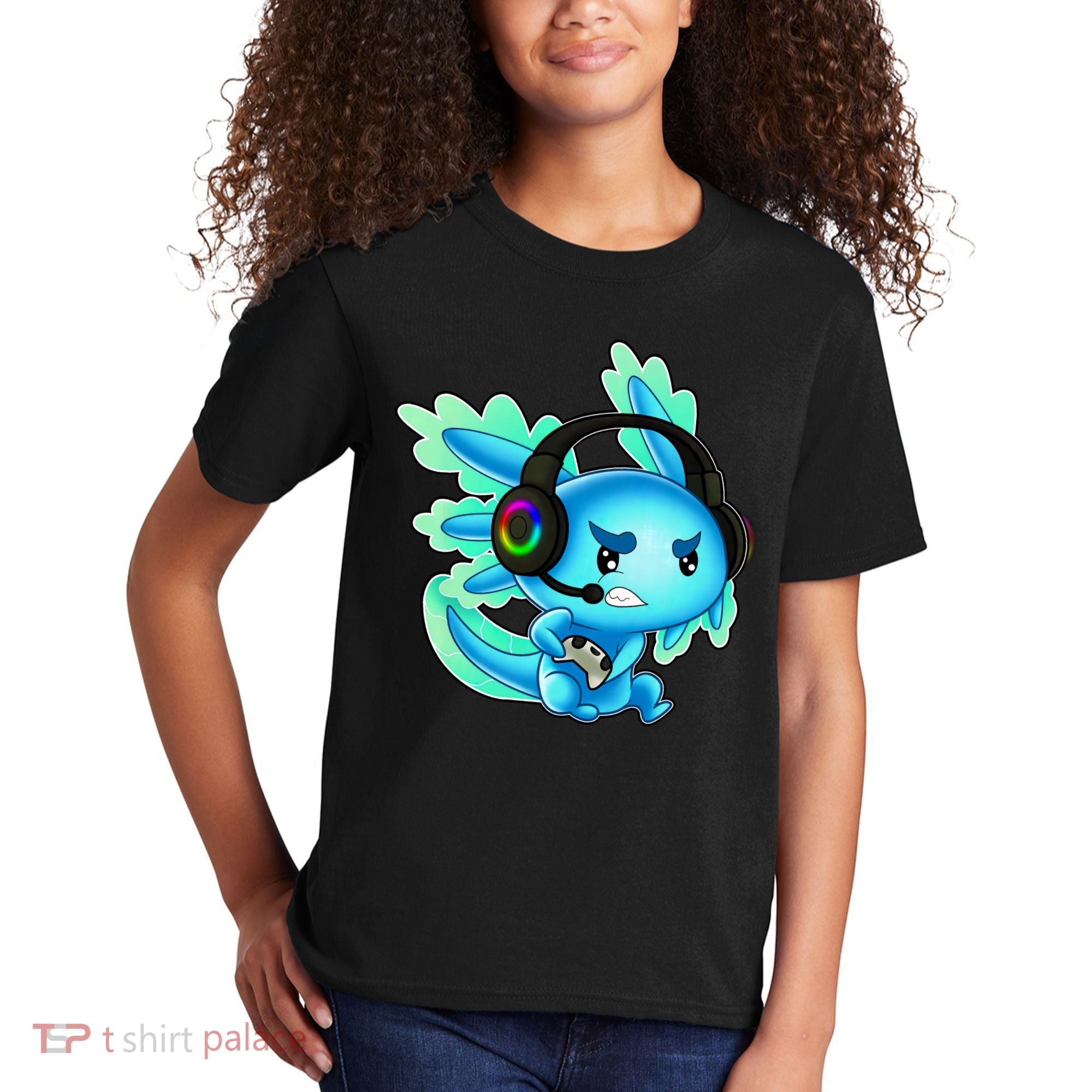 Gaming Axolotl Ambystoma Mexicanum Mexican Walking Fish Kids T-Shirt