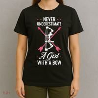 Girl Archer Archery Bowwomen Bow Bowhunter Toxophilite Arrow T-Shirt thumb 4