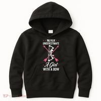 Girl Archer Archery Bowwomen Bow Bowhunter Toxophilite Arrow Kids Hoodie thumb 0
