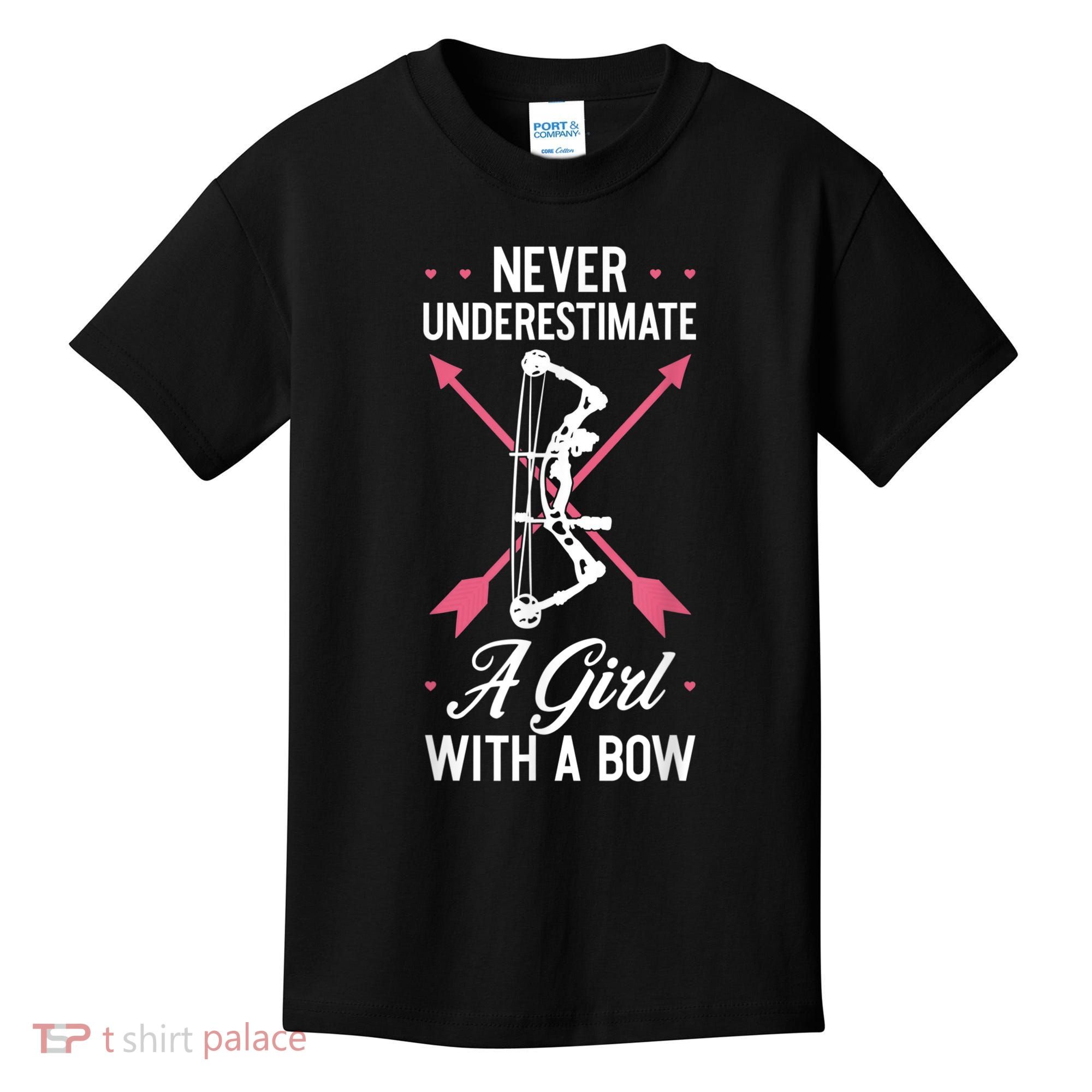 Girl Archer Archery Bowwomen Bow Bowhunter Toxophilite Arrow Kids T-Shirt