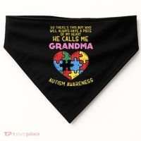 Grandma Autism Awareness Austistic  Piece My Heart USA-Made Doggie Bandana thumb 0