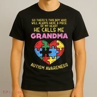 Grandma Autism Awareness Austistic  Piece My Heart T-Shirt thumb 3