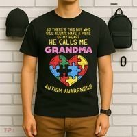 Grandma Autism Awareness Austistic  Piece My Heart T-Shirt thumb 6
