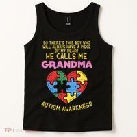 Grandma Autism Awareness Austistic  Piece My Heart Tank Top thumb 2