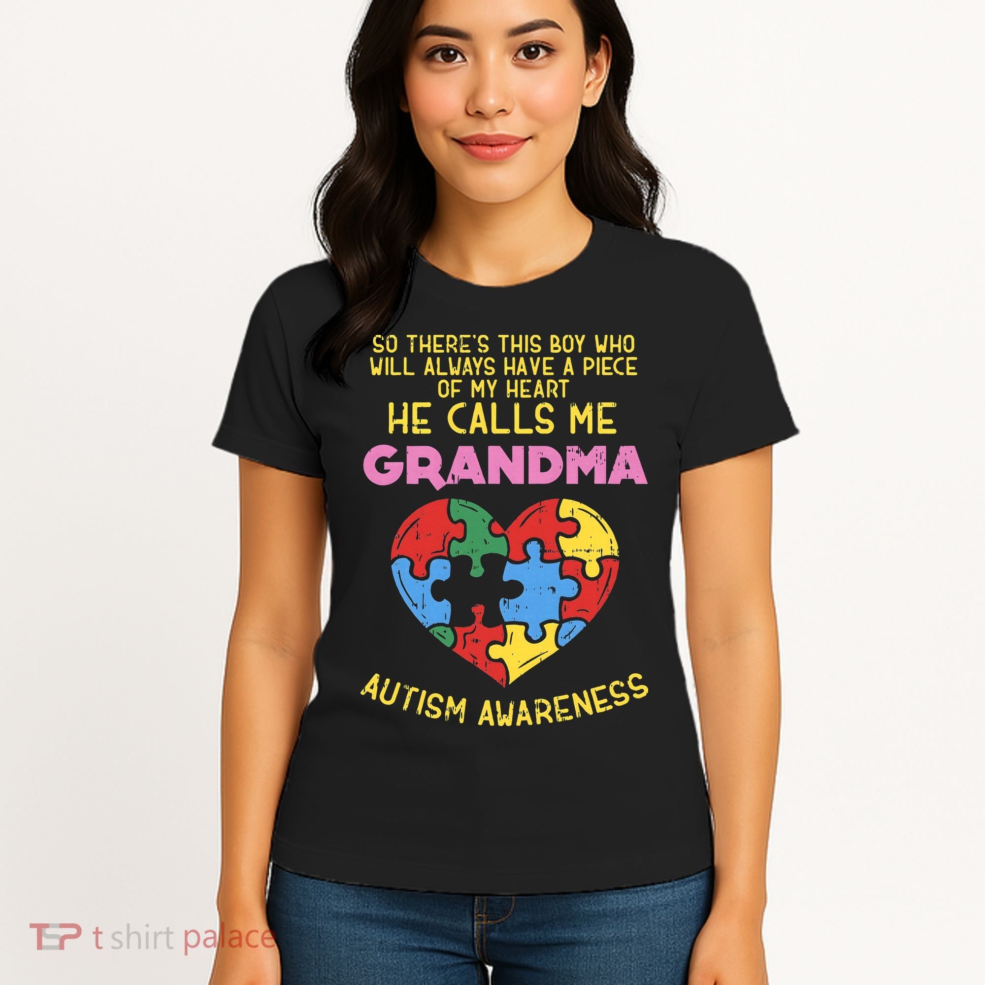Grandma Autism Awareness Austistic  Piece My Heart Women's T-Shirt