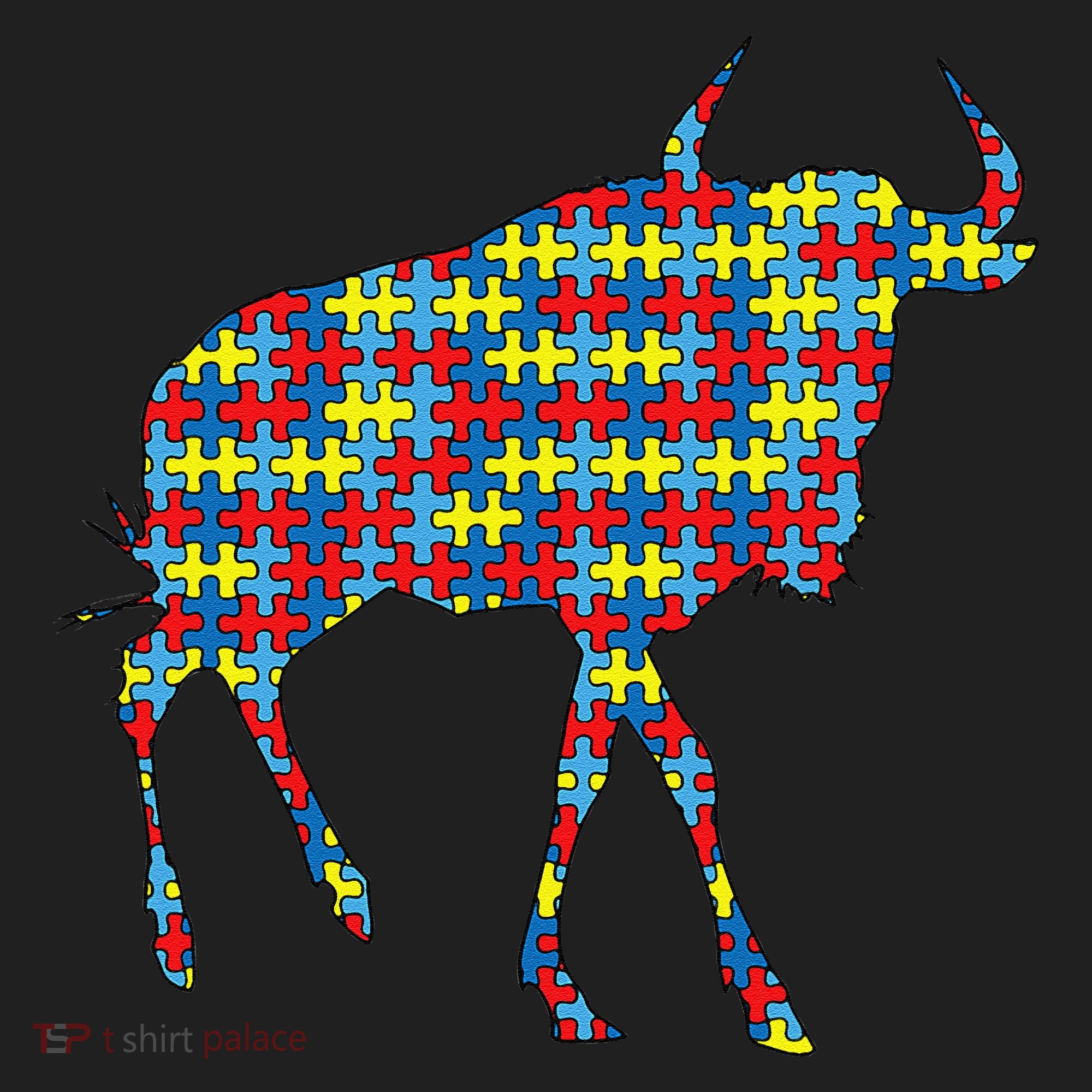Gnu Autism Awareness Wildebeest Puzzle Day Mom Gift Hat