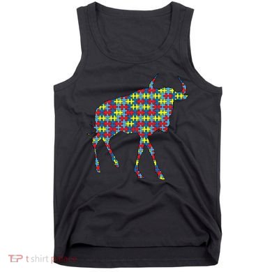 Gnu Autism Awareness Wildebeest Puzzle Day Mom Gift Tank Top
