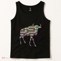 Gnu Autism Awareness Wildebeest Puzzle Day Mom Gift Tank Top thumb 2