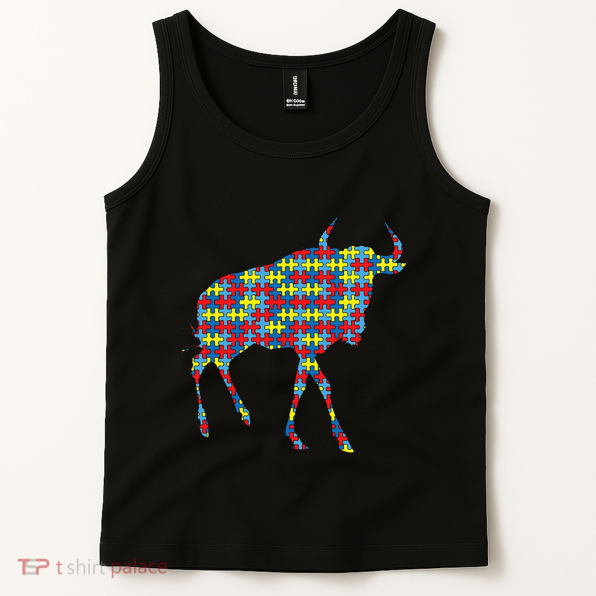 Gnu Autism Awareness Wildebeest Puzzle Day Mom Gift Tank Top