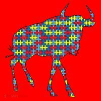 Gnu Autism Awareness Wildebeest Puzzle Day Mom Gift Santa Hat thumb 1