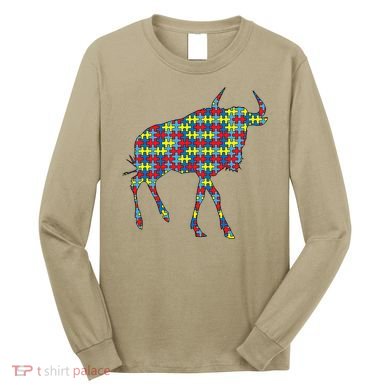 Gnu Autism Awareness Wildebeest Puzzle Day Mom Gift Long Sleeve Shirt