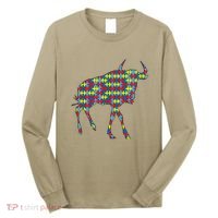 Gnu Autism Awareness Wildebeest Puzzle Day Mom Gift Long Sleeve Shirt thumb 0