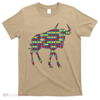 Gnu Autism Awareness Wildebeest Puzzle Day Mom Gift T-Shirt