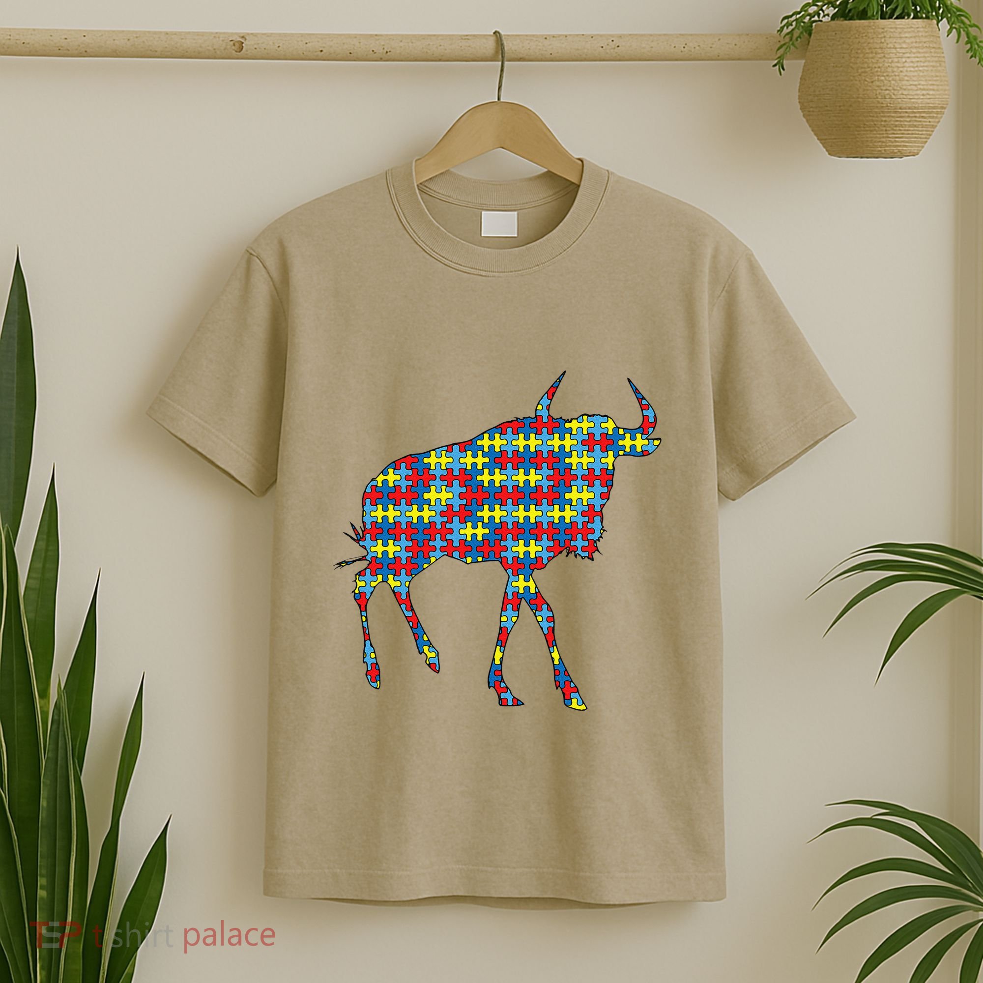 Gnu Autism Awareness Wildebeest Puzzle Day Mom Gift T-Shirt