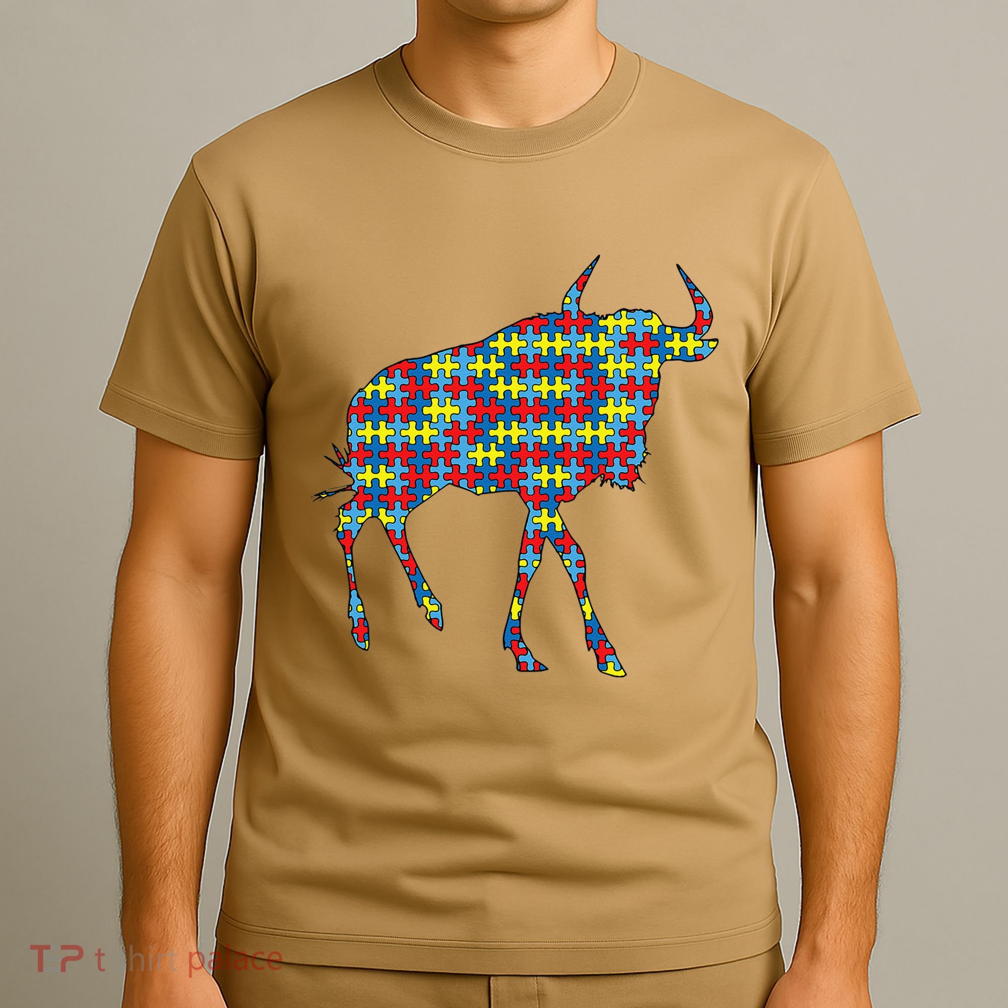 Gnu Autism Awareness Wildebeest Puzzle Day Mom Gift T-Shirt