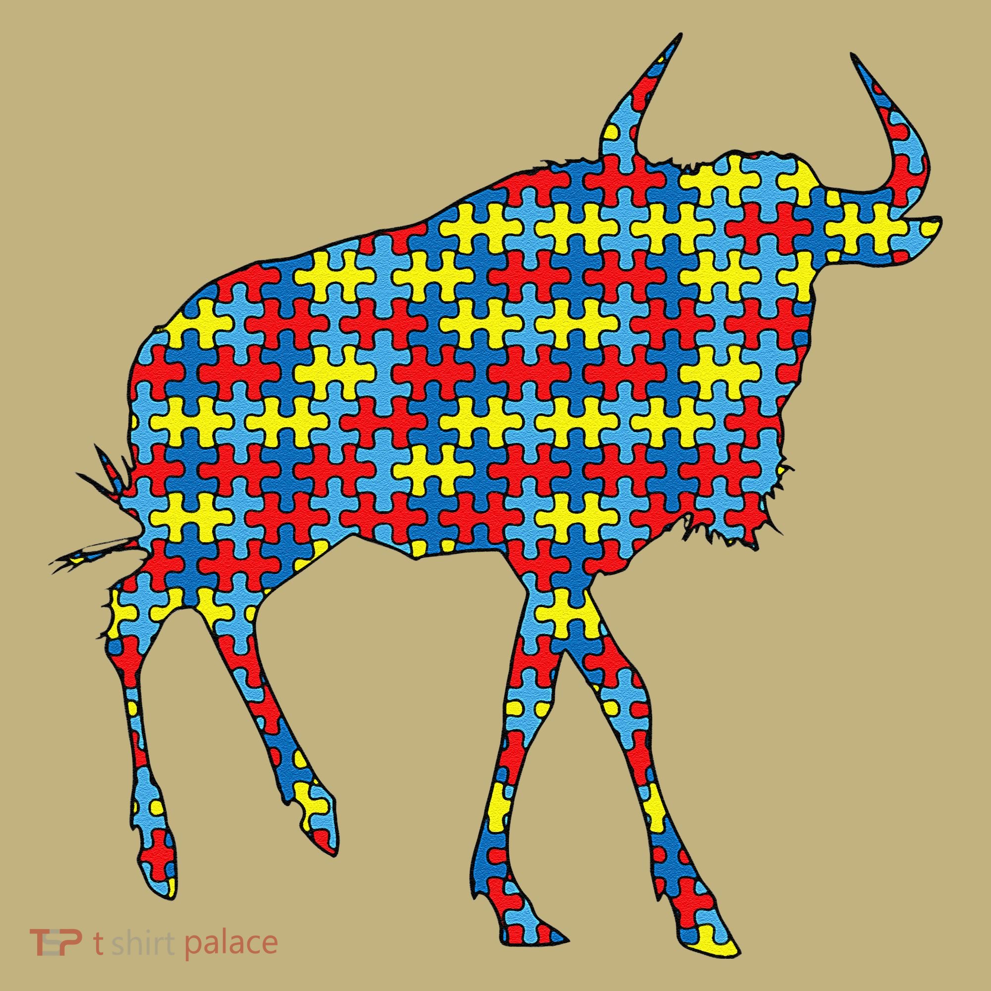 Gnu Autism Awareness Wildebeest Puzzle Day Mom Gift T-Shirt