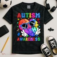 Groovy Autism Awareness  Autistic Autism Kids Tie-Dye T-Shirt thumb 2