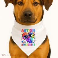 Groovy Autism Awareness  Autistic Autism USA-Made Doggie Bandana thumb 1