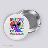 Groovy Autism Awareness  Autistic Autism Button thumb 0