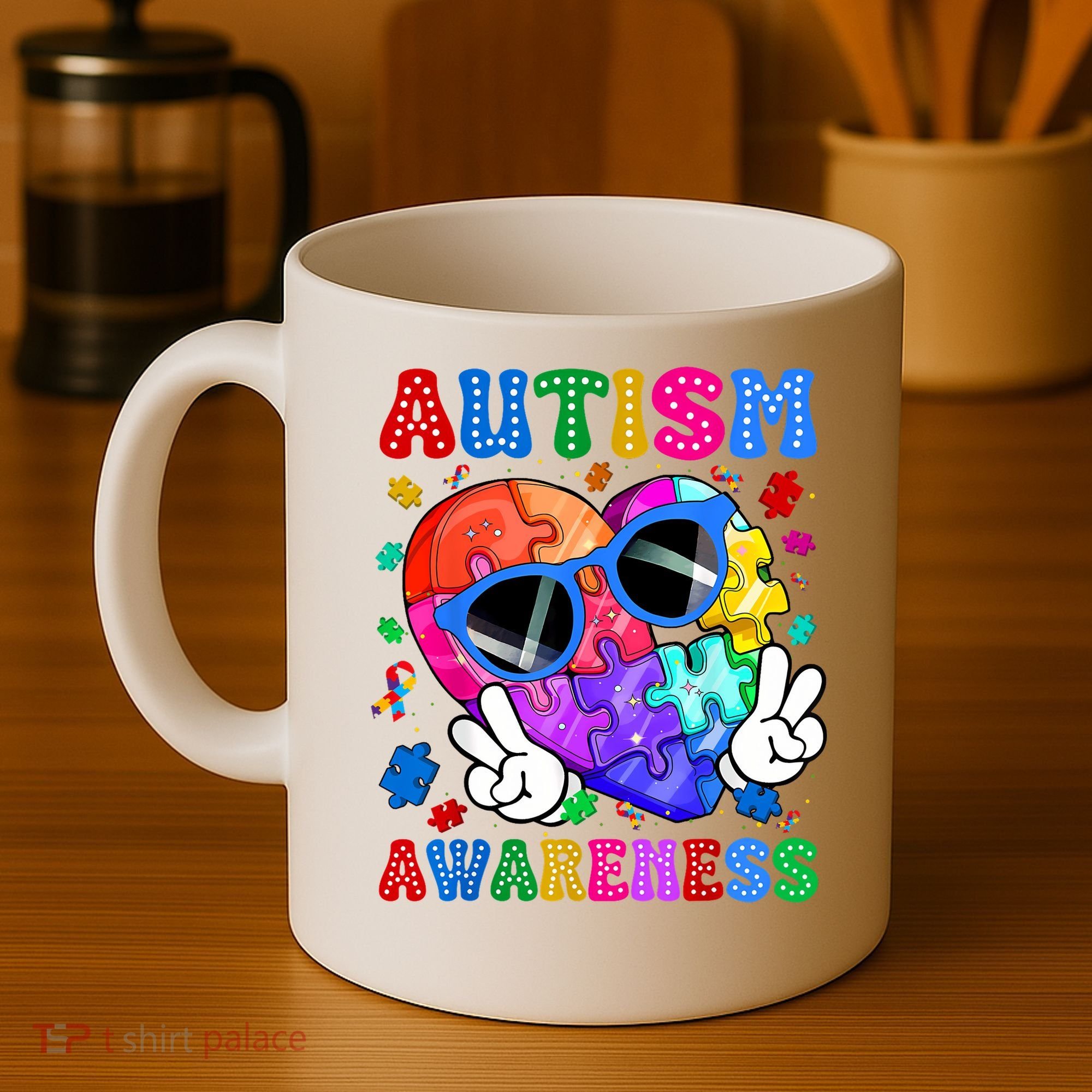 Groovy Autism Awareness  Autistic Autism Coffee Mug