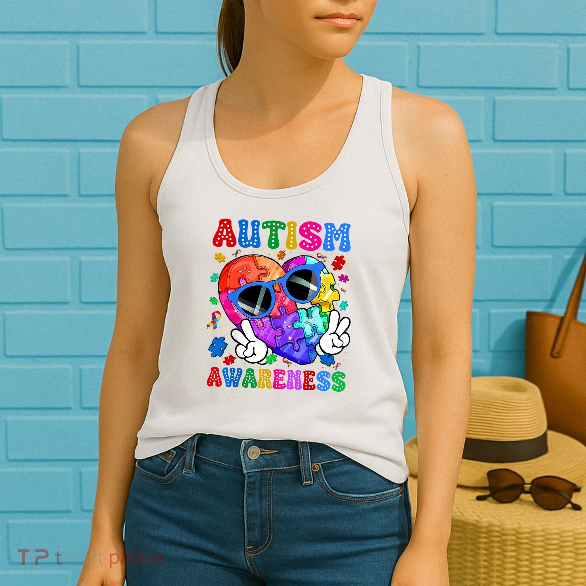 Groovy Autism Awareness  Autistic Autism Women's Tank Top