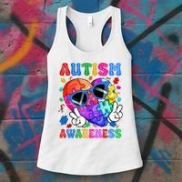 Groovy Autism Awareness  Autistic Autism Women's Tank Top thumb 3