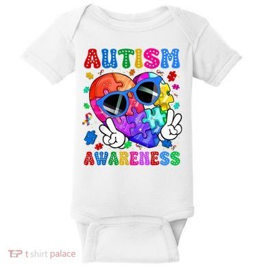 Groovy Autism Awareness  Autistic Autism Baby Bodysuit