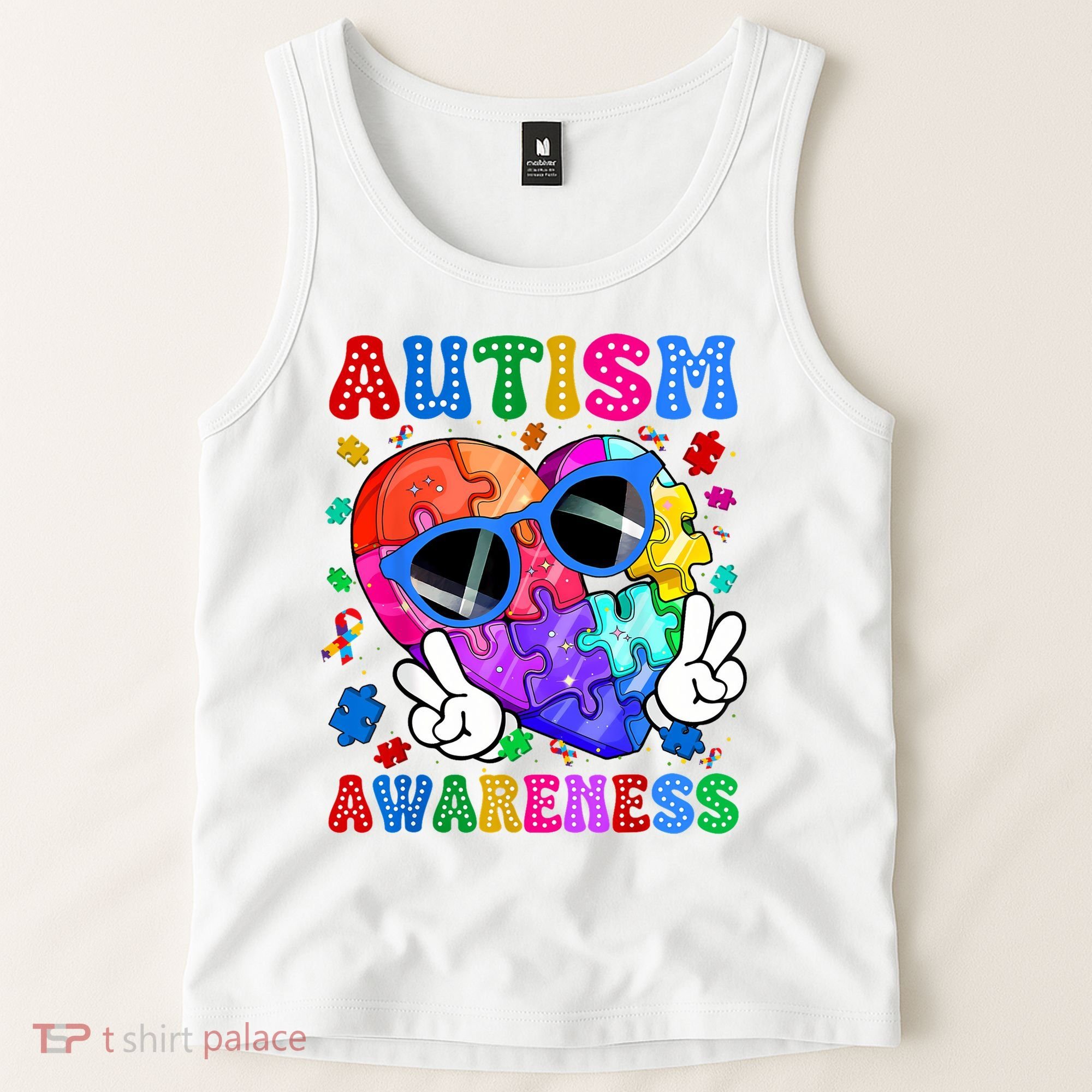 Groovy Autism Awareness  Autistic Autism Tank Top
