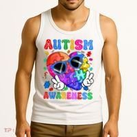 Groovy Autism Awareness  Autistic Autism Tank Top thumb 3