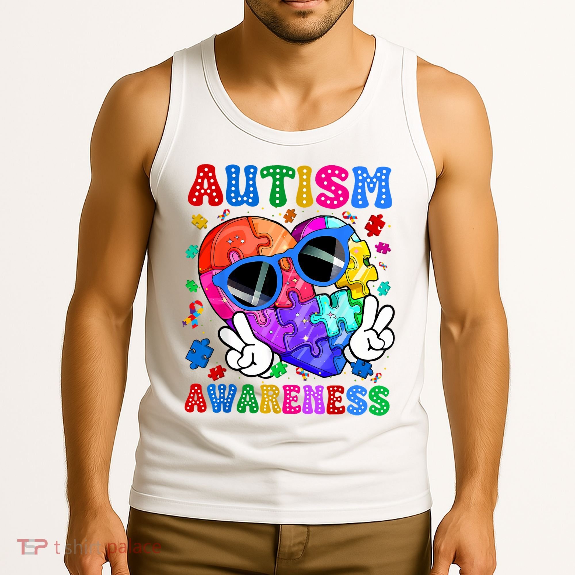 Groovy Autism Awareness  Autistic Autism Tank Top