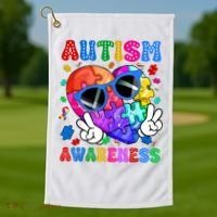 Groovy Autism Awareness  Autistic Autism Golf Towel thumb 1