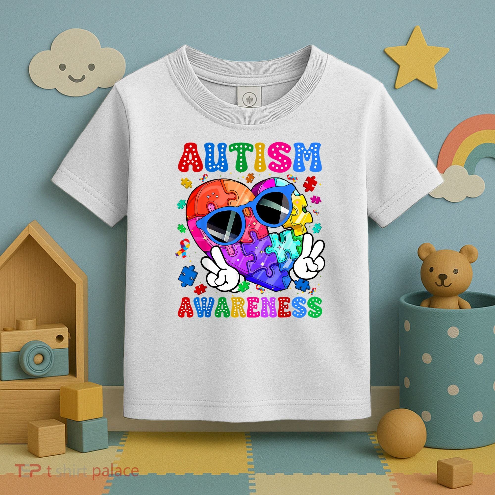 Groovy Autism Awareness  Autistic Autism Toddler T-Shirt