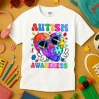 Groovy Autism Awareness  Autistic Autism Kids T-Shirt thumb 3