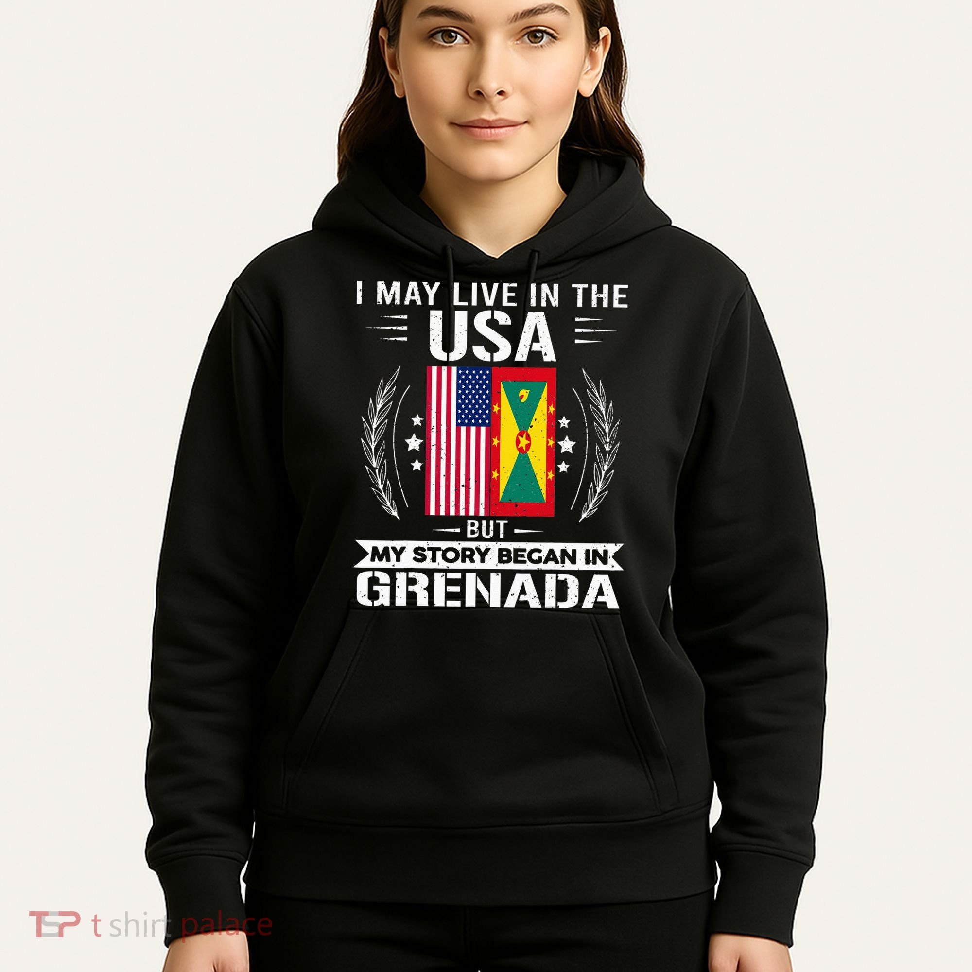 Grenada American And Grenada Flags Proud Grenada Hoodie