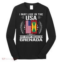 Grenada American And Grenada Flags Proud Grenada Long Sleeve Shirt thumb 0
