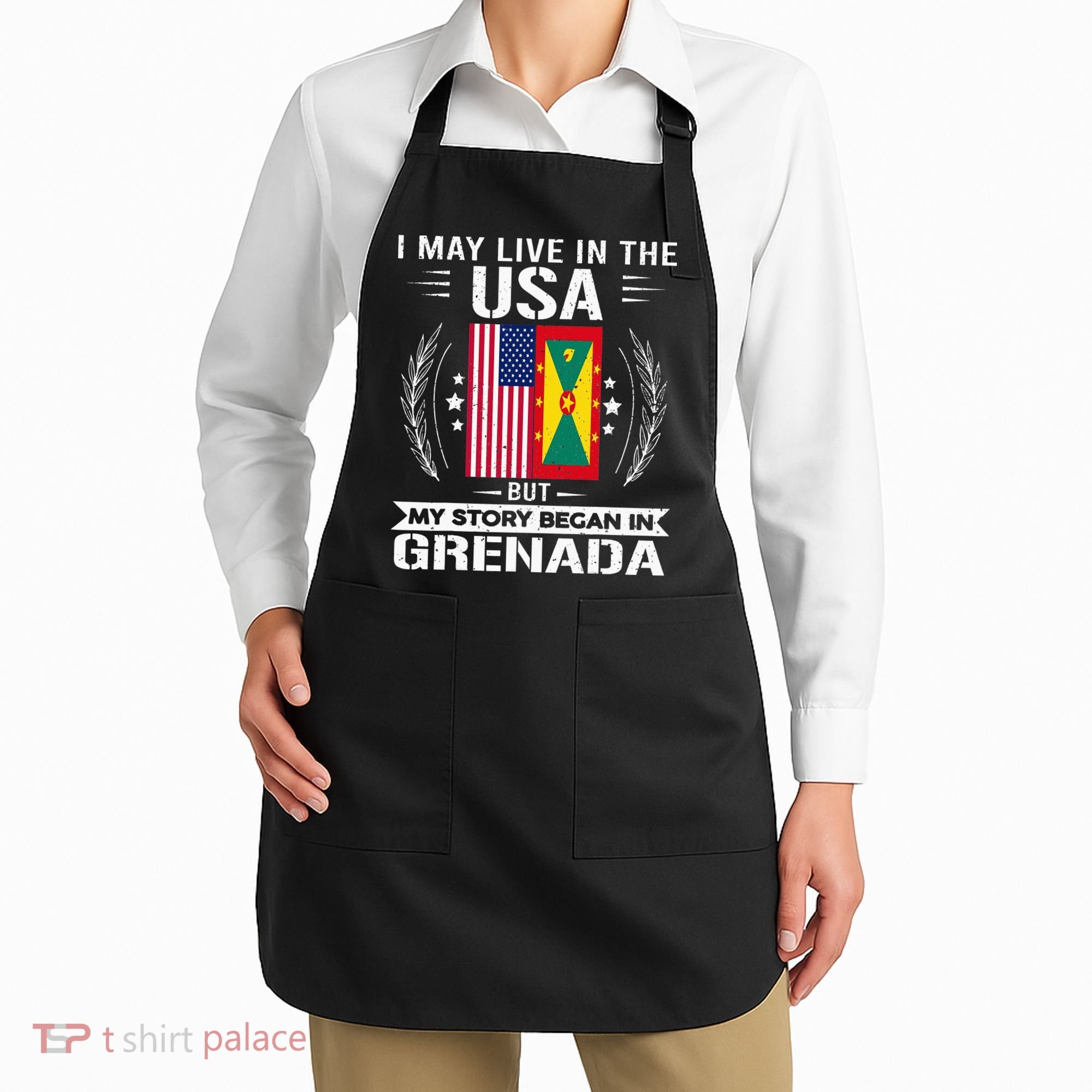 Grenada American And Grenada Flags Proud Grenada Apron