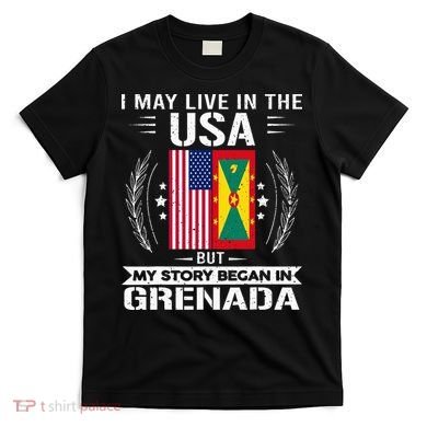 Grenada American And Grenada Flags Proud Grenada T-Shirt