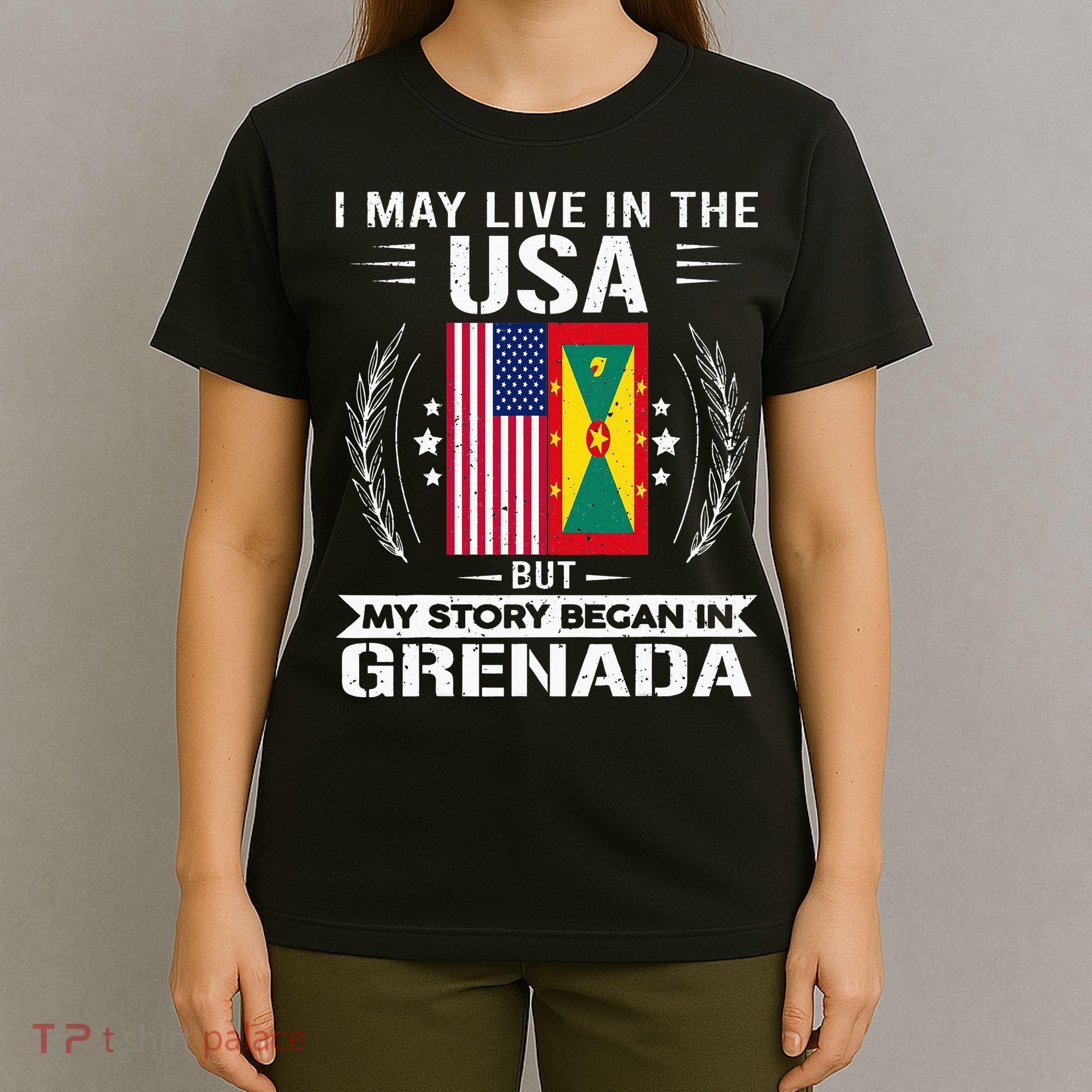 Grenada American And Grenada Flags Proud Grenada T-Shirt