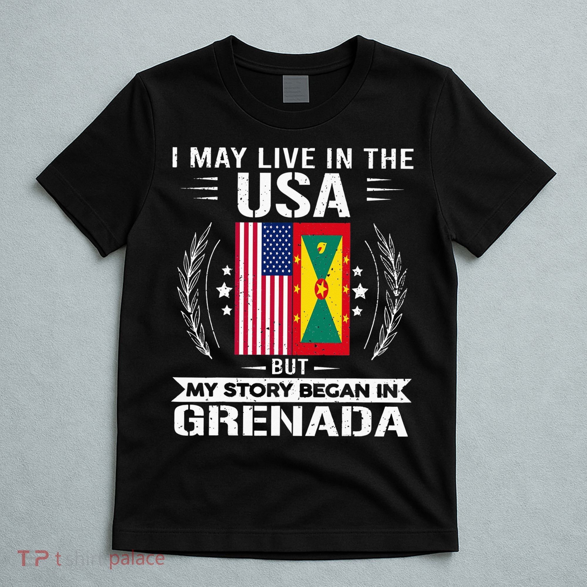 Grenada American And Grenada Flags Proud Grenada T-Shirt