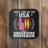 Grenada American And Grenada Flags Proud Grenada Coaster thumb 0